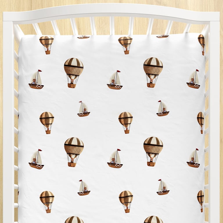 Lençol Berço com Elástico Teddy Pelo Mundo Barco e Balão — vista alternativa
