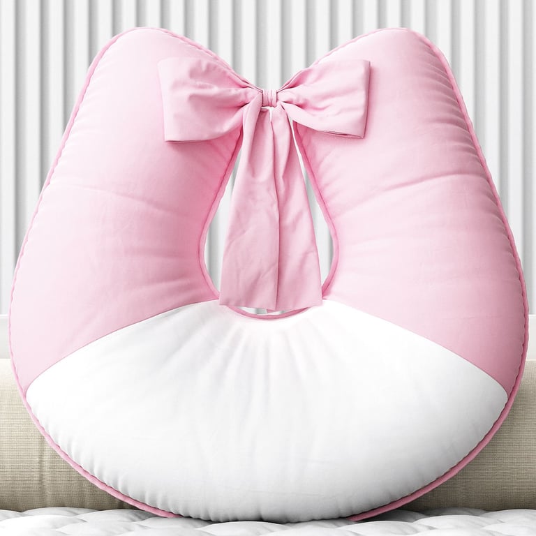 Almofada Amamentação Rosa e Branco