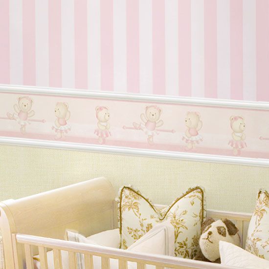 Papel de Parede Listrado Rosa/Branco 10m