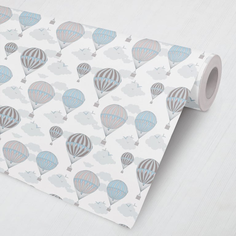 Papel de Parede Céu de Balões Azul e Cinza 3M