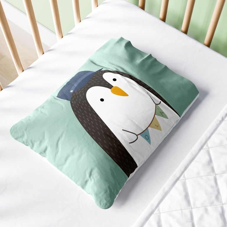 Fronha Bebê Pinguim Maquinista Verde