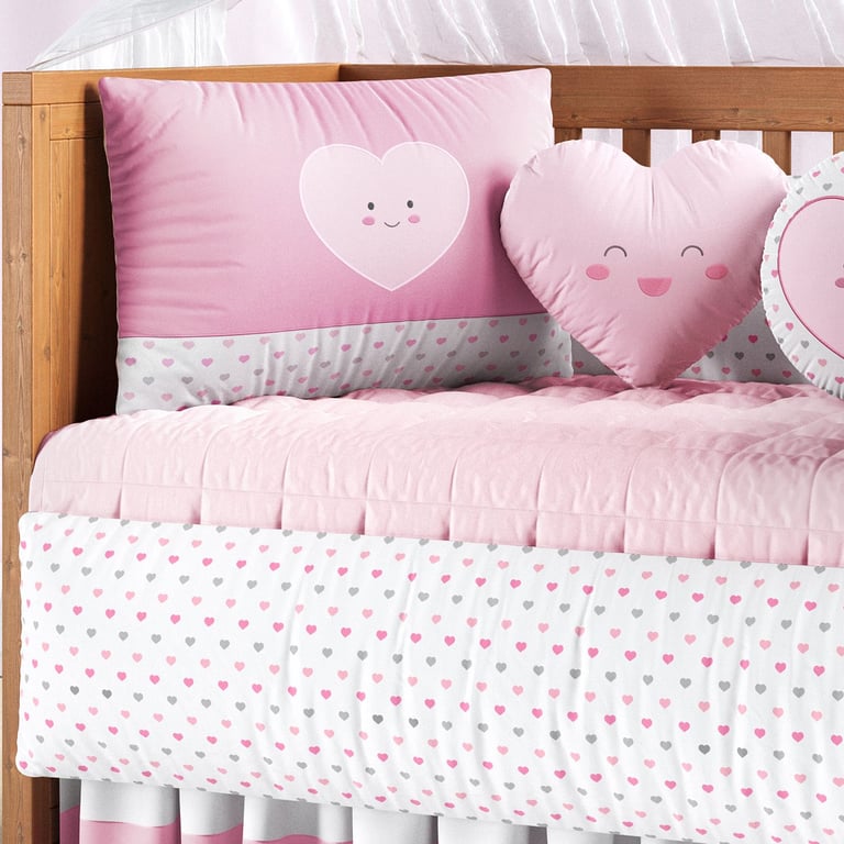 Kit Berço Corações Rosa — vista alternativa