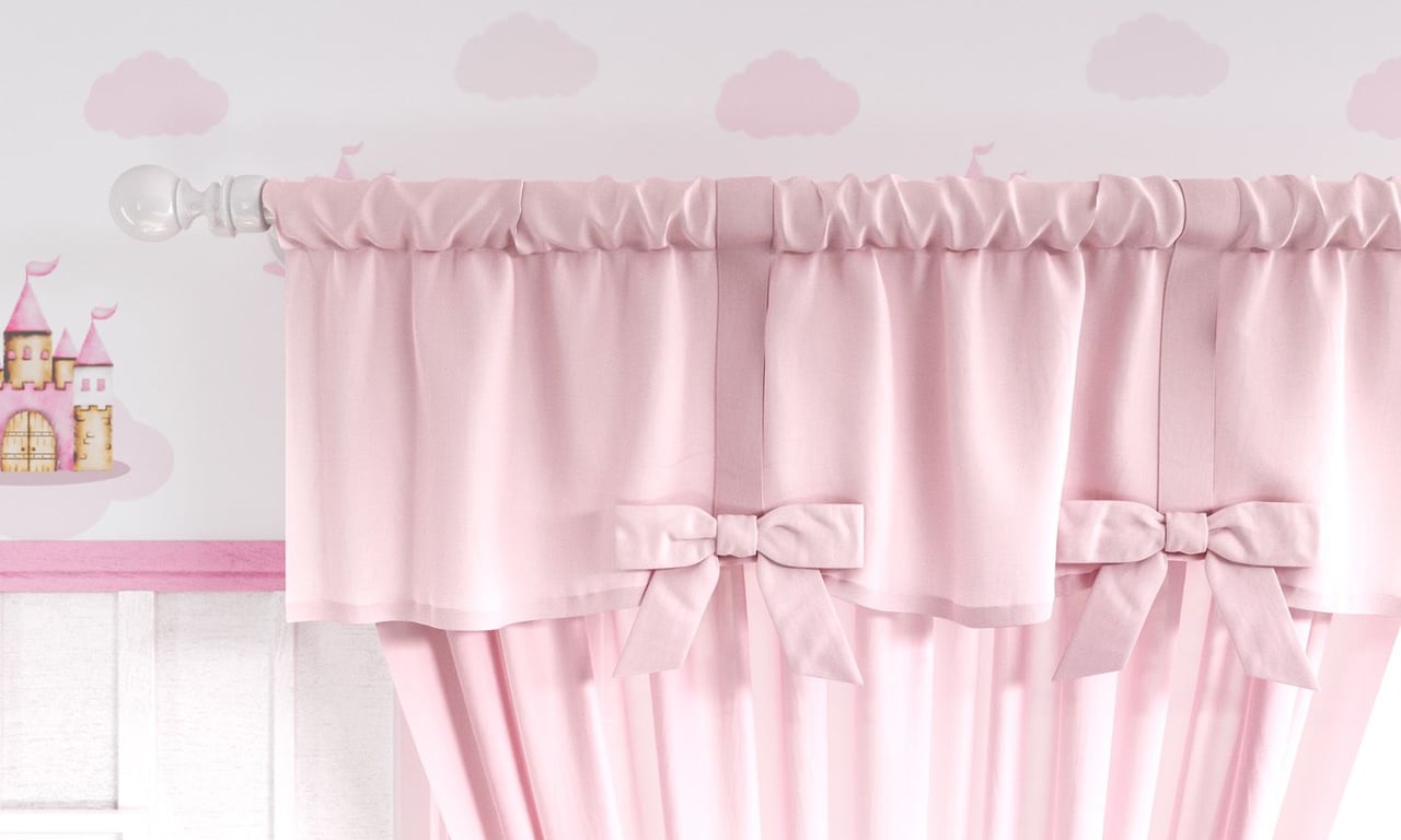 Cortina Clássica Lacinhos Rosa — vista alternativa