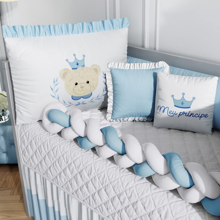 Kit Berço Trança Príncipe Ursinho Azul