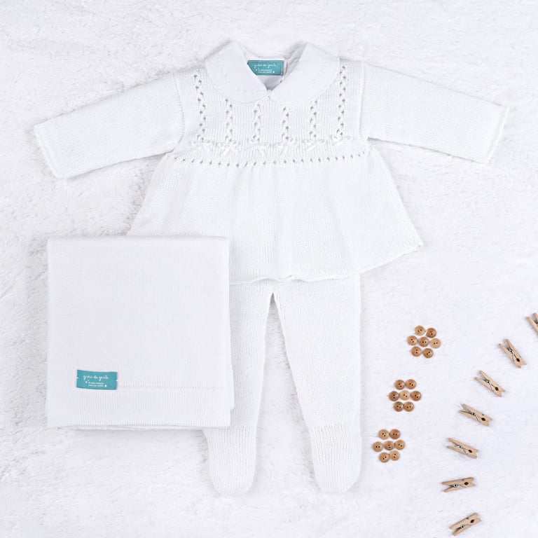 Saída Maternidade Tricot Principessa Rosa 04 Peças