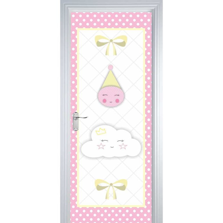 Adesivo de Porta Nuvem Rosa 75cm