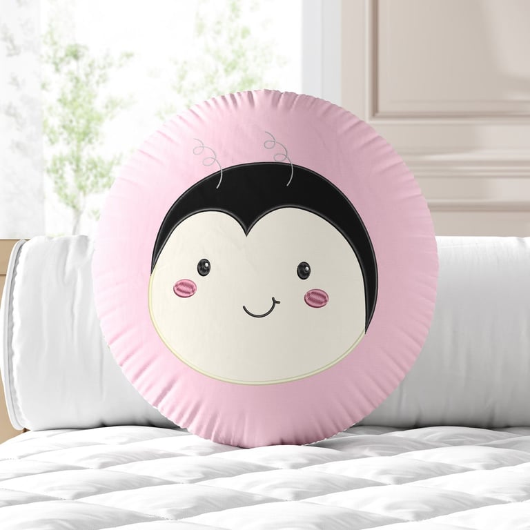 Almofada Redonda Joaninha Rosa 30cm