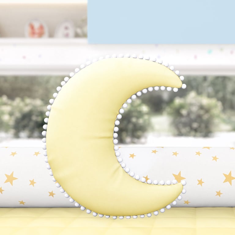 Almofada Lua Pompom Azul 28cm