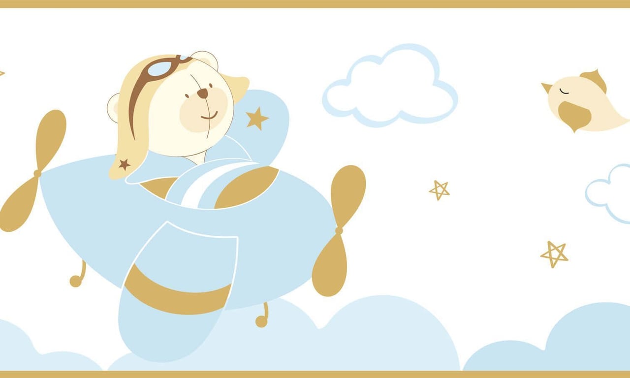 Faixa Adesiva de Parede Urso Aviador Azul Bebê — vista alternativa