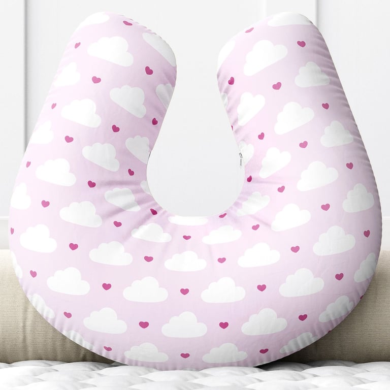 Almofada Amamentação Nuvem Coração Rosa