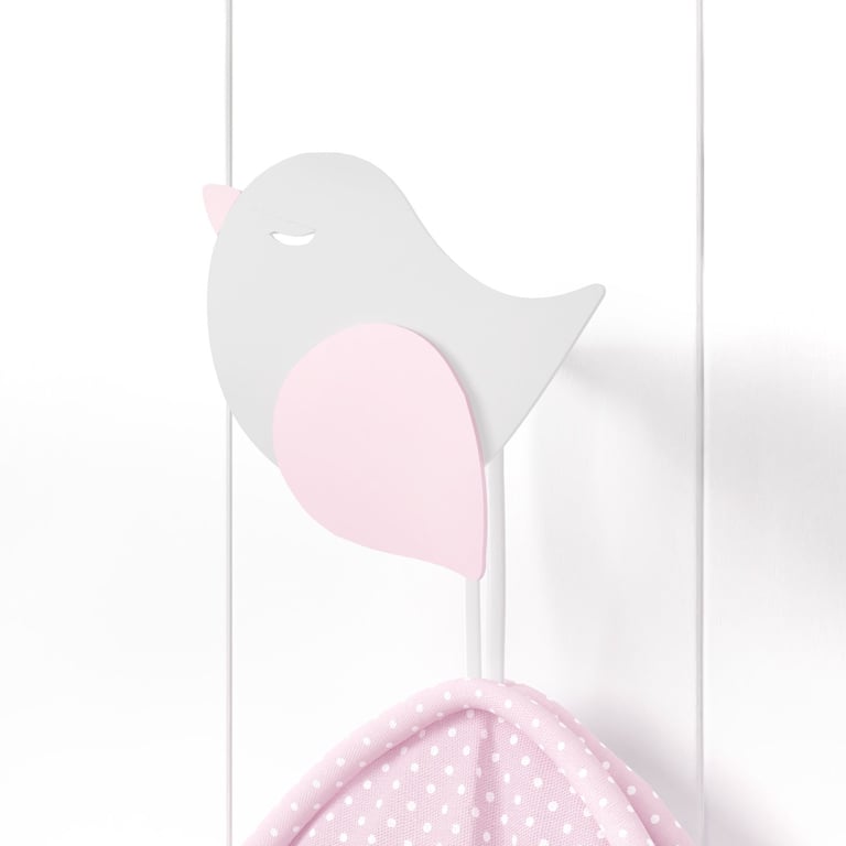 Cabideiro de Parede Passarinho Patchwork Rosa