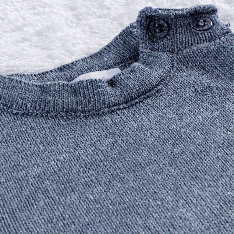 Saída Maternidade Tricot Casaquinho Listrado Azul Jeans 03 Peças — vista alternativa