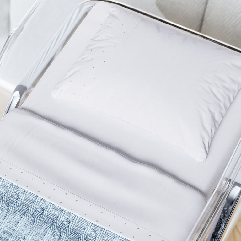 Jogo de Lençol Berço Maternidade Petit Poá Azul