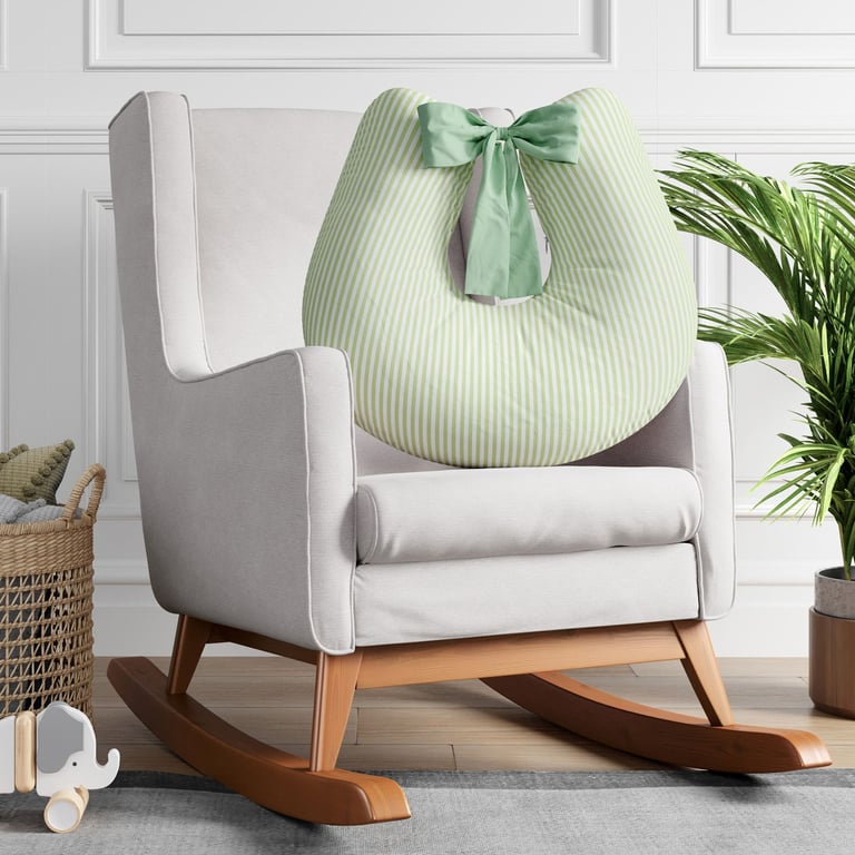 Almofada Amamentação Listra Azul e Laço Bege — vista alternativa