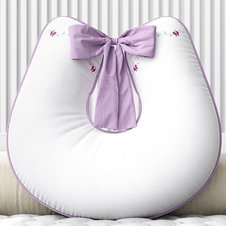 Almofada Amamentação Raminhos e Corações Rosa