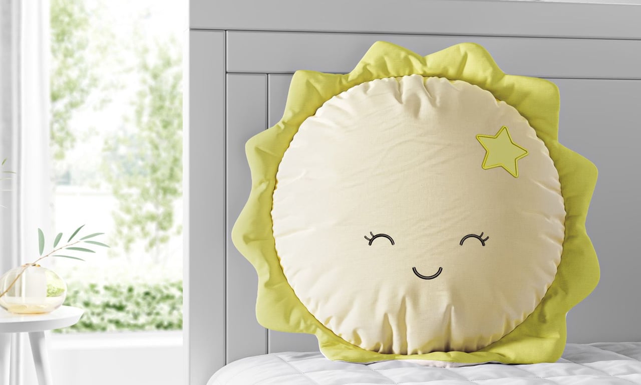 Almofada Amiguinho Sol Amarelo e Rosa 30cm