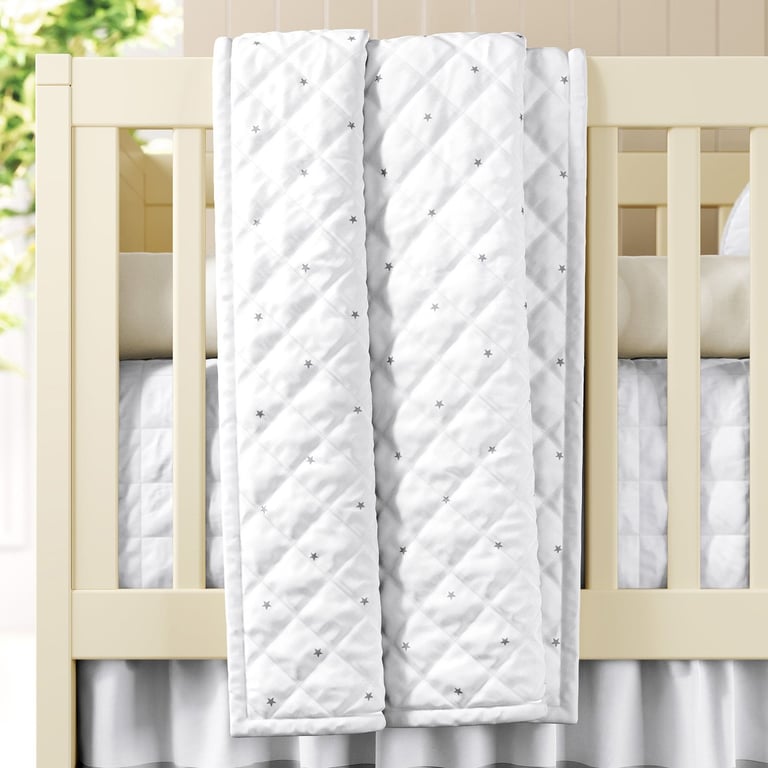 Edredom de Berço Matelassê Estrelinhas Branco e Cinza