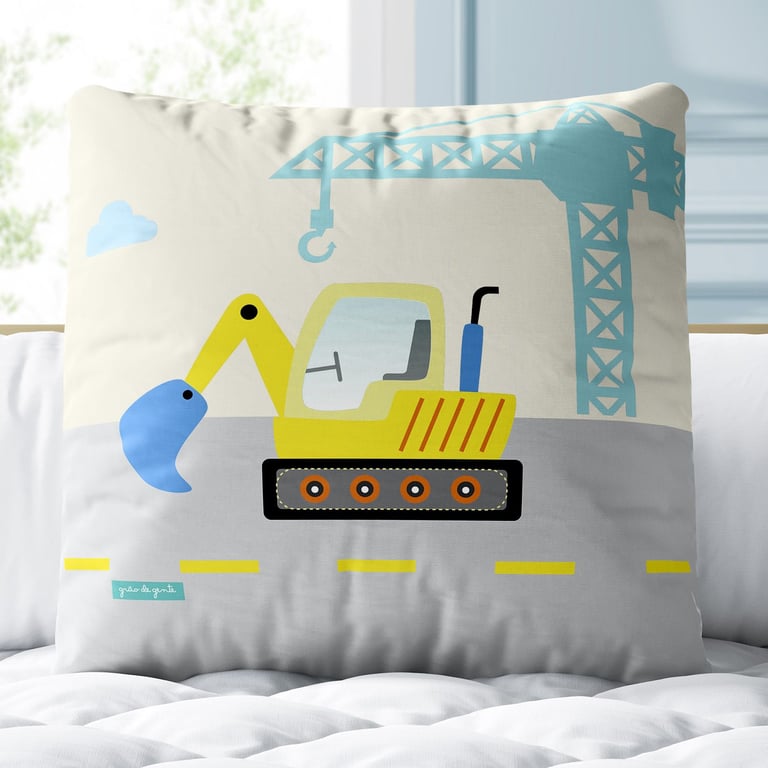 Almofada Quadrada Escavadeira Amarela 30cm