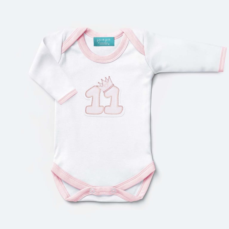 Body Mesversário Coroa Rosa Manga Curta 1 Mes Tam PP