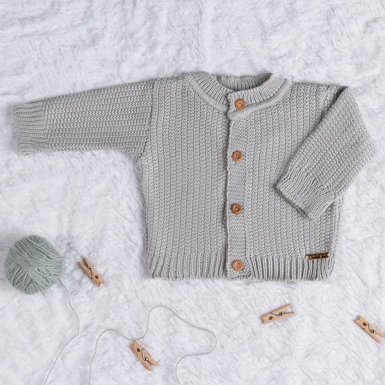 Saída Maternidade Tricot Conjunto Clássico Cinza Macaron 02 Peças