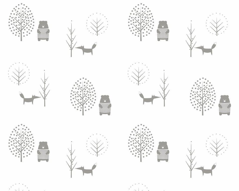 Papel de Parede Ursos Cinza