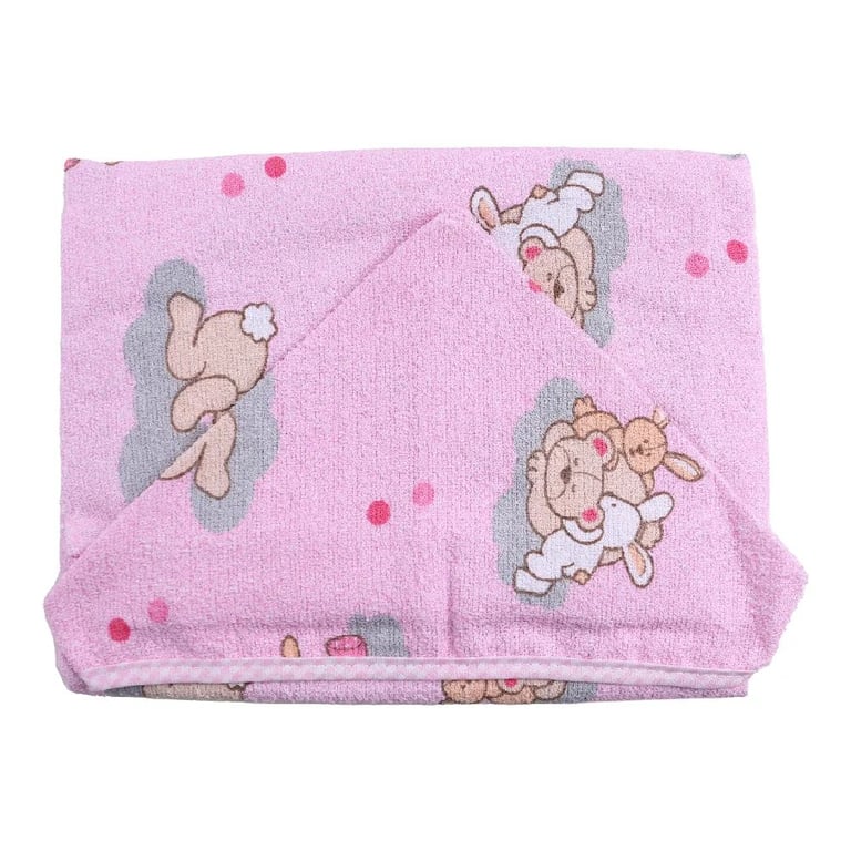 Toalha de Banho Incomfral Bercinho com Capuz Rosa