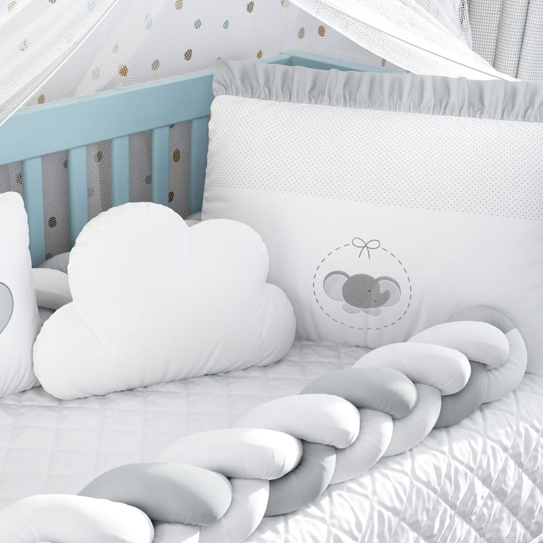 Kit Berço Trança Elefantinho Poá Cinza — vista alternativa