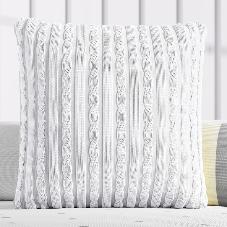 Almofada Quadrada Tricot Trança Cinza 38cm