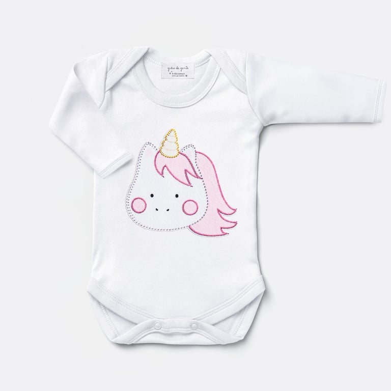 Body Manga Curta Amiguinho Unicórnio Tam P