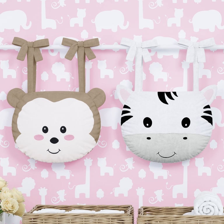 Porta Fraldas Varão Macaco e Zebra Amiguinhos Safári 2 Peças