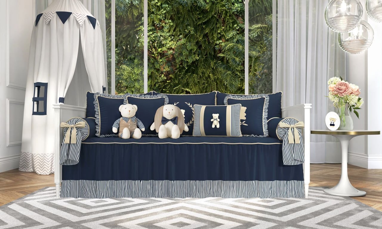 Kit Cama Babá Luxo Azul Marinho
