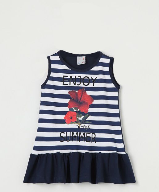 Vestido Listrado Marinho