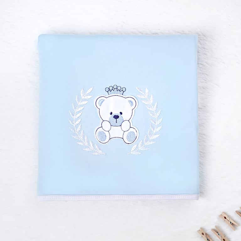 Manta Ursinho Realeza Azul Bebê 80cm