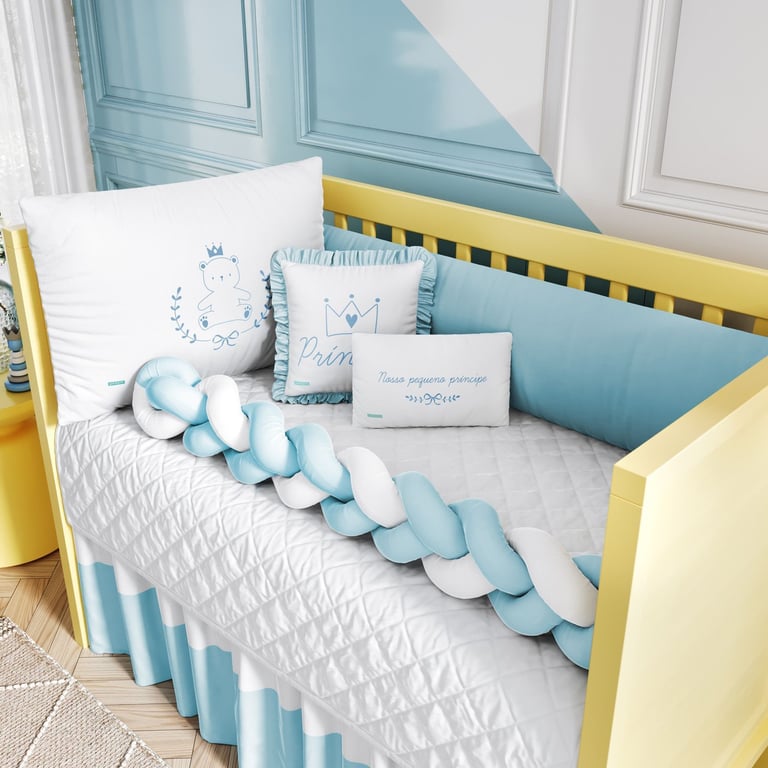 Kit Berço Trança Teddy Príncipe Azul