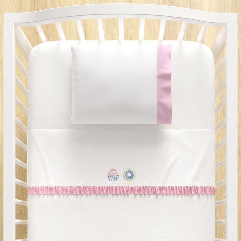 Jogo de Lençol Berço Bordado Doce Encanto 3 peças