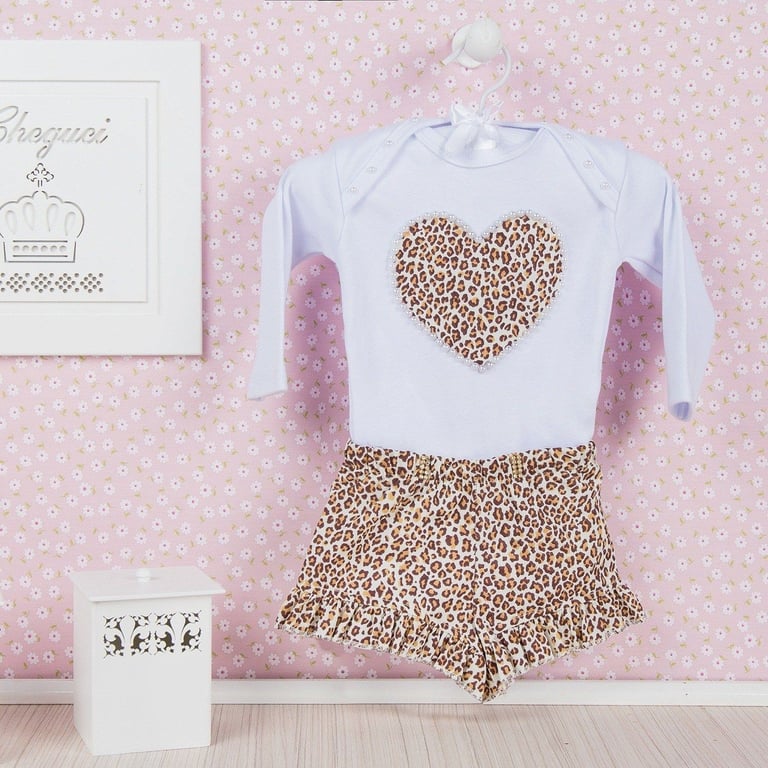 Conjunto Body e Short Oncinha com Pérola Tam G