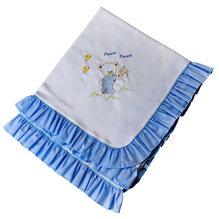 Manta Piquet Bebê Urso e o Cavalinho Azul 75cm