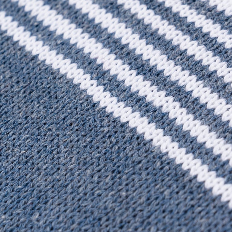 Saída Maternidade Tricot Listra Azul Jeans 3 Peças