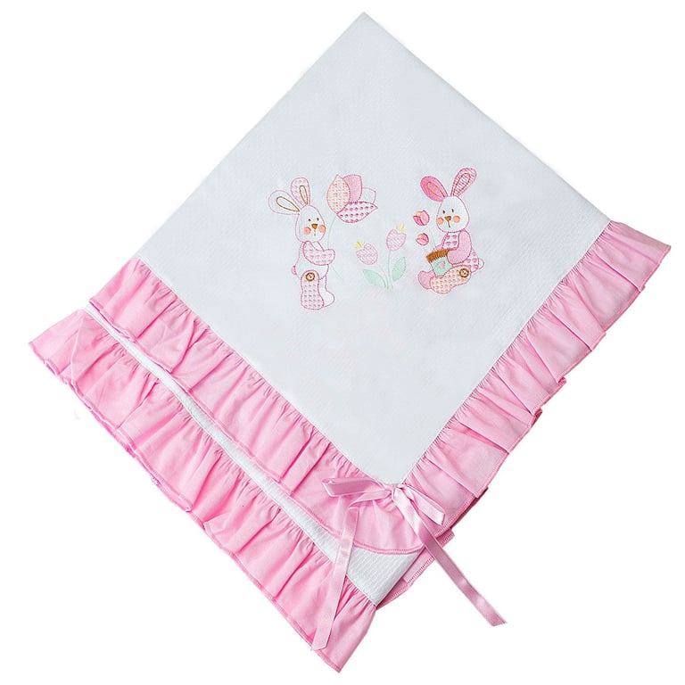 Manta Piquet Coelhinhas Rosa 80cm