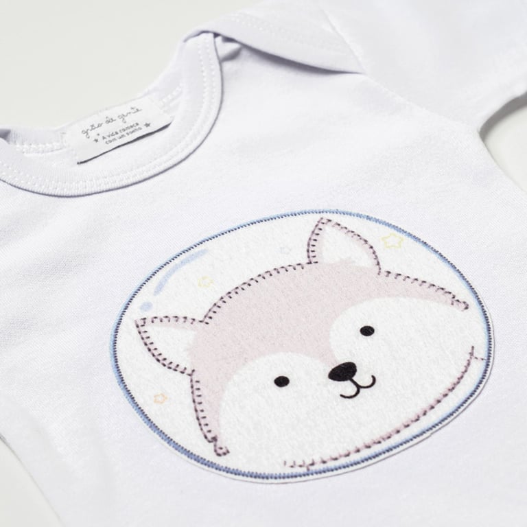 Body Manga Curta Lobinho Astronauta Tam P — vista alternativa