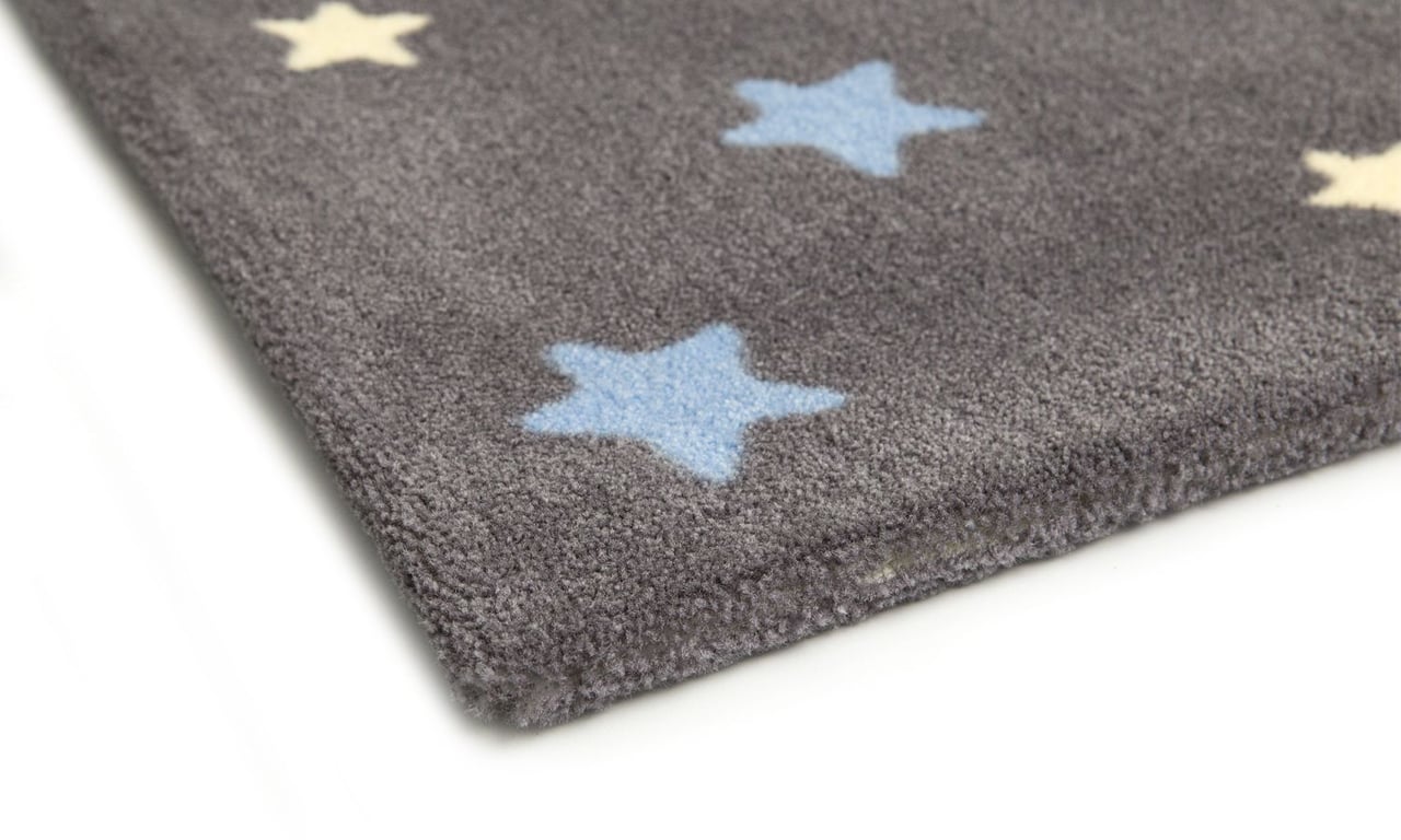 Tapete Retangular Grafite Estrela Azul/Amarelo 2,50m — vista alternativa