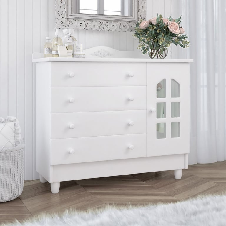 Cômoda Infantil Branco com Porta Julie Provençal