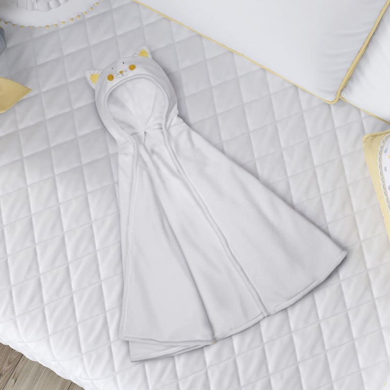 Manta com Capuz Amiguinho Gatinho Amarelo 85cm