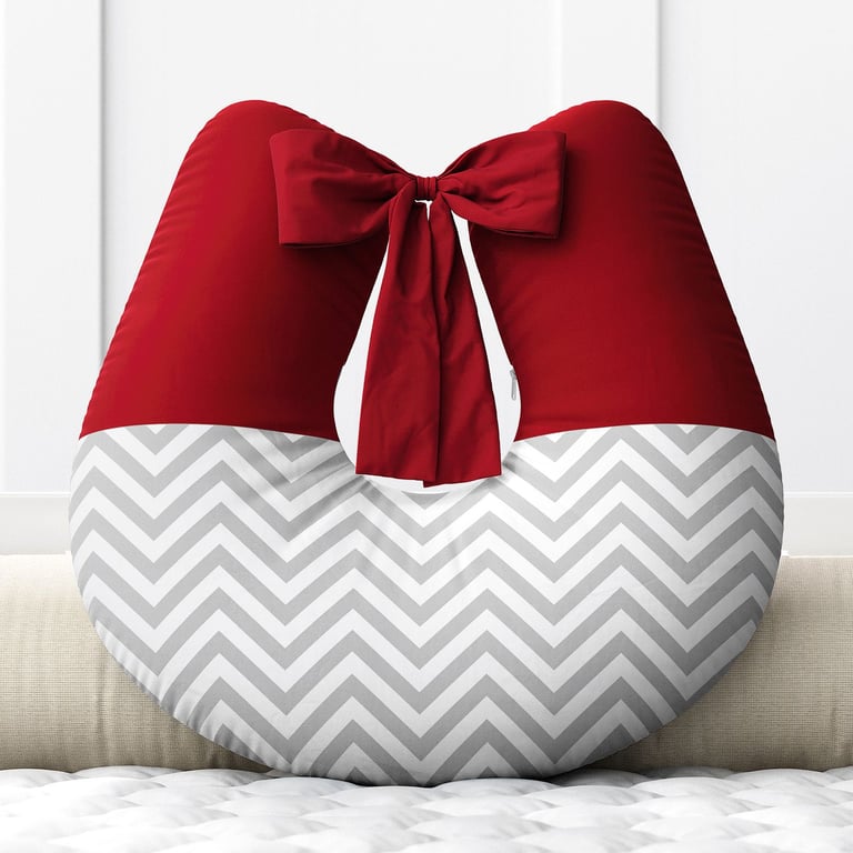 Almofada Amamentação Vermelho Chevron com Laço
