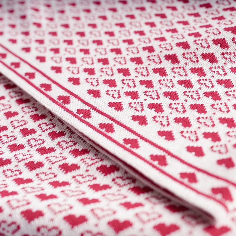Manta Bebê Tricot Jacquard Petit Coração Rosa Dupla Face 80cm — vista alternativa