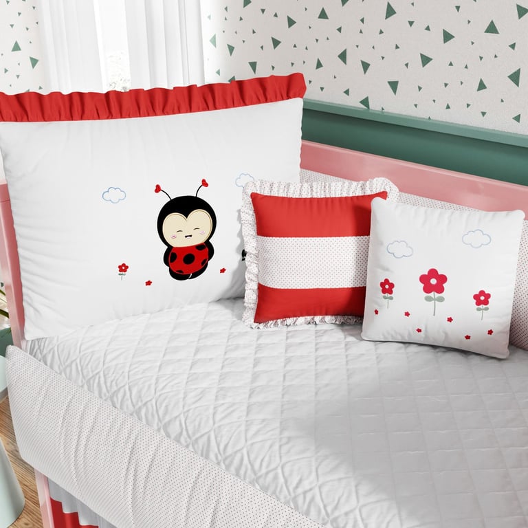 Kit Berço Joaninha Vermelho e Branco
