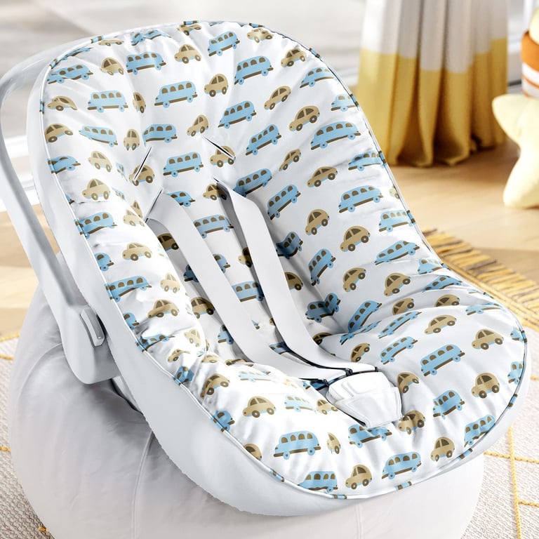 Capa de Carrinho com Protetor de Cinto Carrinhos Azul e Bege