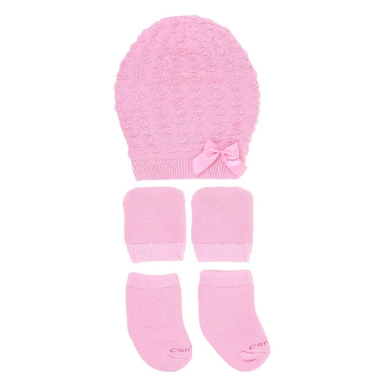 Kit Gorro, Luva e Meia Lacinho Azul