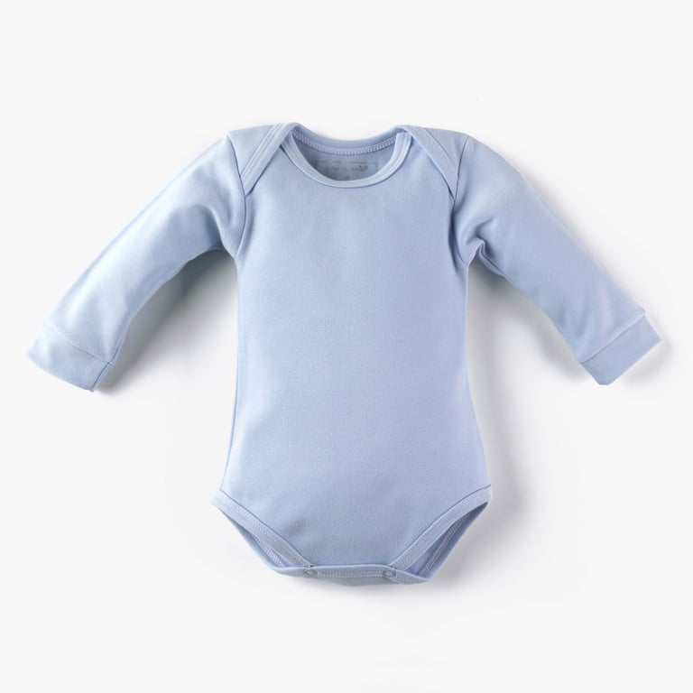 Body Manga Longa Comfort em Algodão Egípcio Azul Bebê