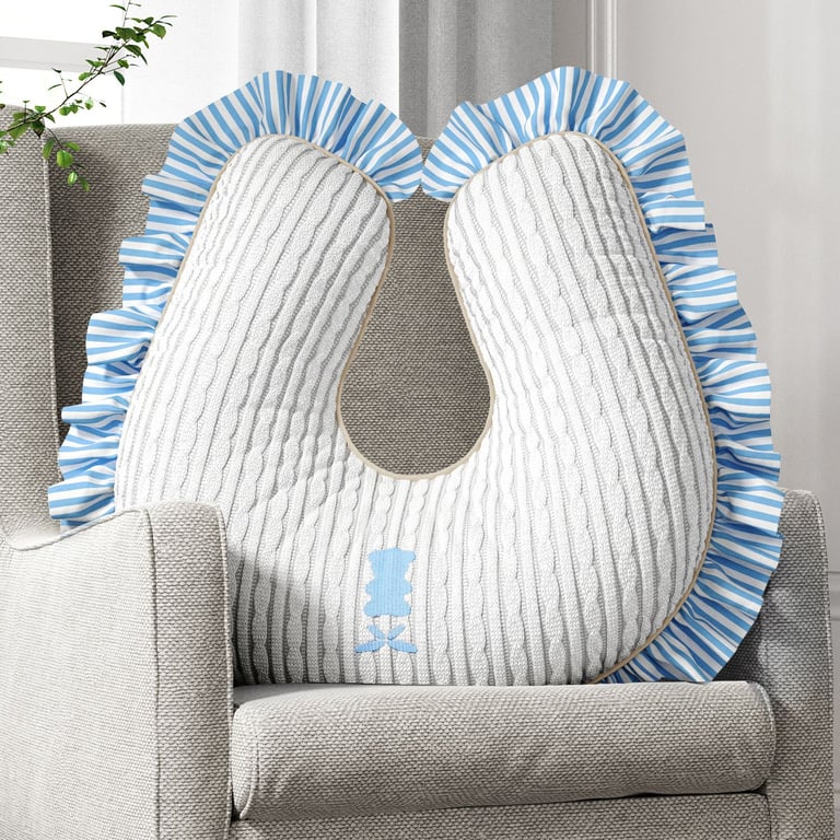Almofada Amamentação Urso Tricot Luxo Azul